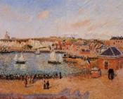 卡米耶 毕沙罗 : The Inner Harbor, Dieppe, Afternoon, Sun, Low Tide